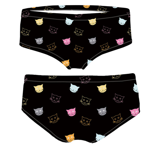 Elastic Women 3D Print Animal Black Cat Women's Funny Panties Seamless Cute  Underwear For Women