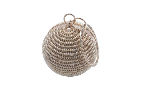 Women's Pearl Evening Bag Round Ball Pearl Beaded Clutch Purse Mini  Handbags Full Pearl Wedding Party Bags