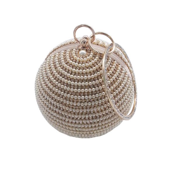 Women's Pearl Evening Bag Round Ball Pearl Beaded Clutch Purse