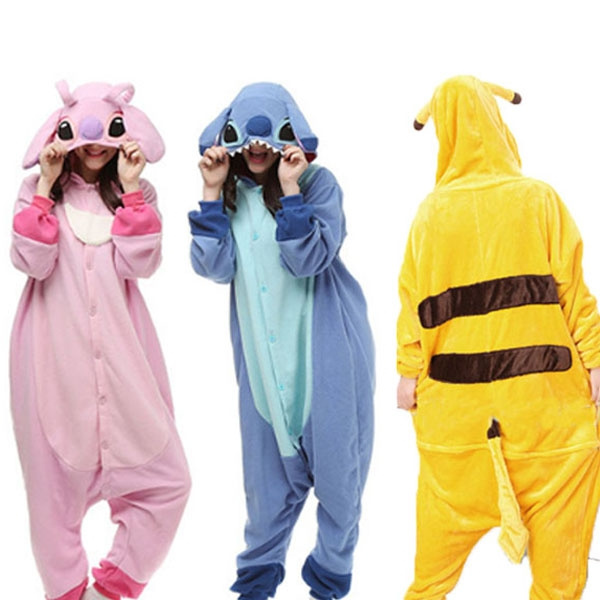 Men and Women s Stitch Pajamas Animal Onesie Pink Blue Lilo Stitch Jumpsuit Pyjamas Cosplay Costume Sleepsuit Blue Pink Yellow Cartoon Clothes S XL