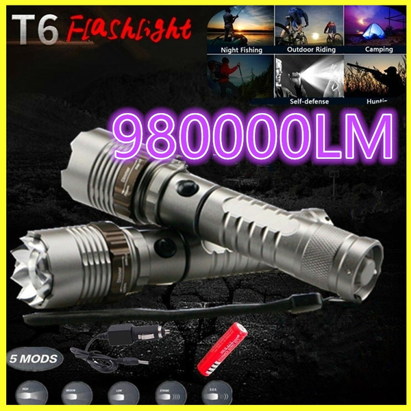 WishDeal Premium Quality 3000 Lumens LED Tactical Torch T6 Flashlight With 18650 Rechargeable Battery & Universal Charger