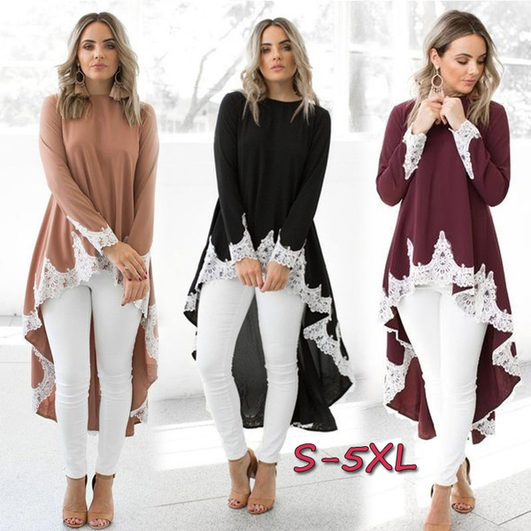 Long Tops to Wear with Leggings High Low Shirt Long Sleeve Tops