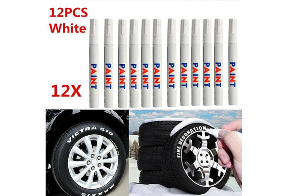 12Pcs White Waterproof Rubber Permanent Paint Marker Pen Car Tire