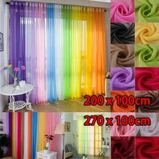 1Pcs 270cm*100cm/200cm*100cm Home Decor Pure Color Tulle Door Window Curtain Drape Panel Sheer Scarf Valances