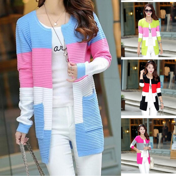 Elegant Women Sweaters Spring Summer Thin Cardigans Knitted Long