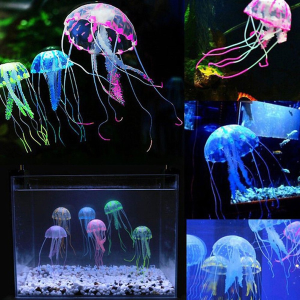 Hot Stylish Aquarium Fish Tank Decor Ornament Glowing Effect Artifical Jellyfish 