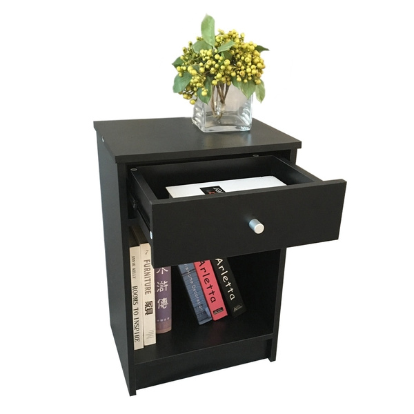 Bedroom Furniture Cheaper Nightstands With 1 2 Drawer Cabinet Bedside Black Wish