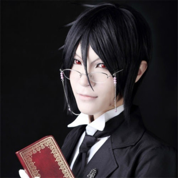 Anime Kuroshitsuji Black Butler Sebastian Michaelis Cosplay Hair Full Wig Wigs