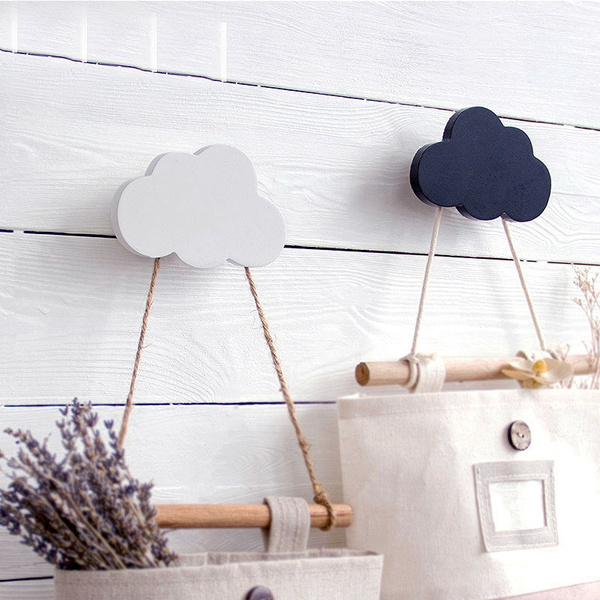 Cloud Wall-mounted Hooks DIY Wooden Hanger Wall Decoration Kids