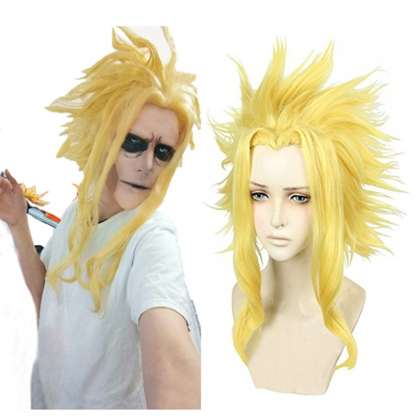 My Hero Academia Boku no Hiro Akademia All Might Short Golden Synthetic Heat Resistant Cosplay Hair Wig