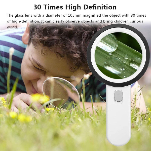 Unique 30X Magnifying Glass with Light, 30X Illuminated Large Magnifier  Handheld 12 LED Lighted Magnifying Glass for Seniors Reading, Soldering