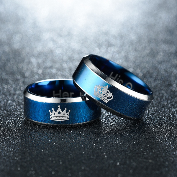 New Fashion Women and Men His Queen Her King Ring Romantic Couple Rings  King Queen Ring for Lovers Gifts Wedding Anniversary Ring