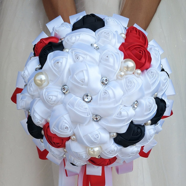 red black and white wedding flowers