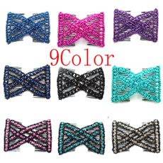 Double Hair Comb Magic Beads Elasticity Clip Stretchy Hair Combs Clips Fashion
