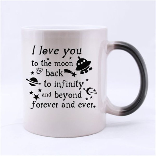 Gift 11 Ounces Funny Quotes Saying Mug I Love You To The Moon And Back Color Changing Mug Coffee Tea Mugs Cup Pefect Gift For Lovers Couples Wife Husband Girlfriend Boyfriend Wish