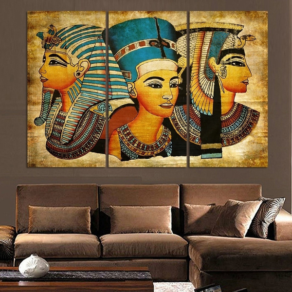Brown African Style Portrait Abstract Canvas Wall Art Large Picture Prints