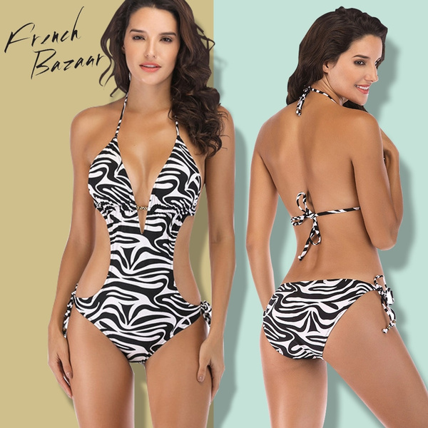 Women One-piece Halter Monokini Swimwear Bikini Padded Swimsuit Beachwear Bathing  Suit