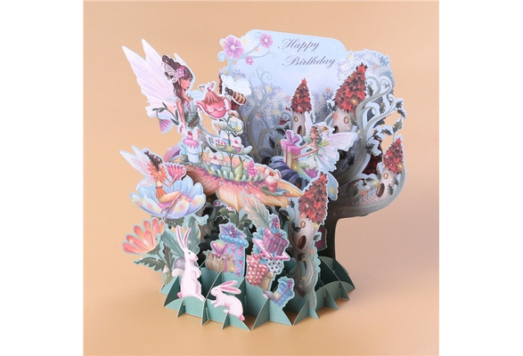 3D Pop up Greeting Cards Rabbit Envelope Post Card Birthday Party Decoration ND
