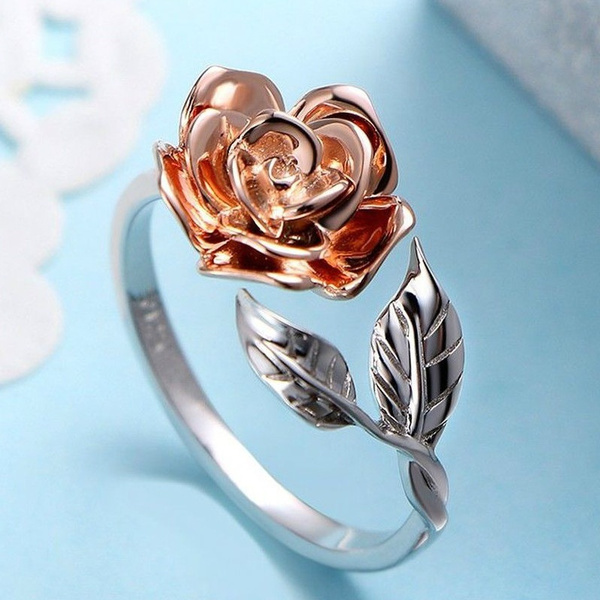 Rose and Yellow Gold River Island Sterling Silver Big Open Flower Adjustable Toe Ring Available in Silver