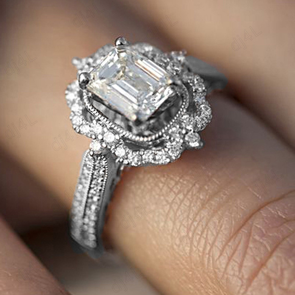 Emerald cut vintage sale style engagement rings