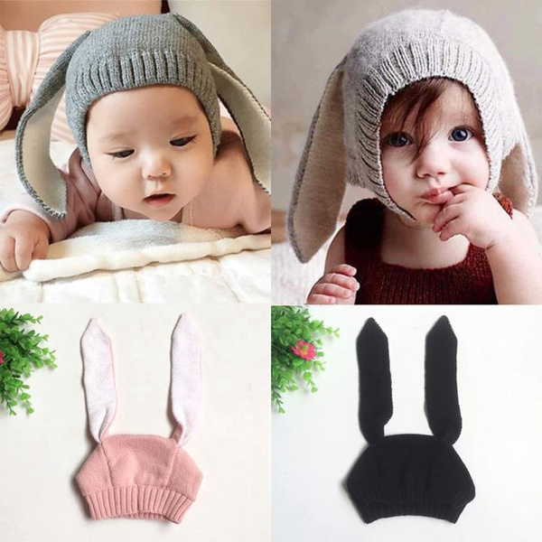 Winter Baby Toddler Kids Boy Girl Knitted Rabbit Crochet Ear Beanie Warm Hat Cap 