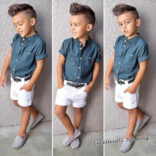 Party Boys 2PCS Clothing Outfits: Blue Tee Shirt and White Shorts Kids ...