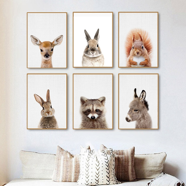 Ecureuil Imprime Bois Pepiniere Mur Art Decor Foret Animaux Bebe Animal Grande Affiche Salon Moderne Decoration Pas De Cadre Wish