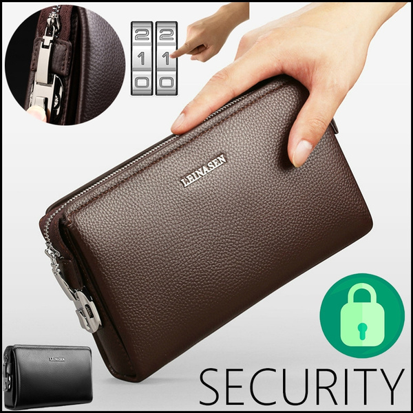 Cowhide Clutch Bag for Men Password Lock Design Luxury Genuine Leather  Wallet Long Purse Large Capacity Travel Handbag Clutch - AliExpress