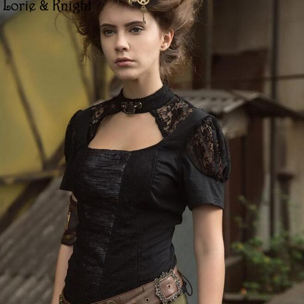 steampunk black blouse