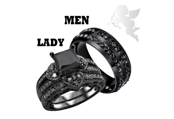 Onyx wedding sale band set