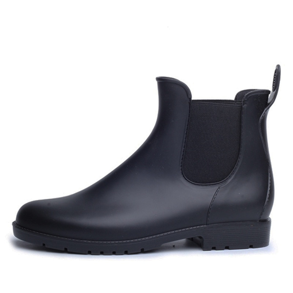 Boots Chelsea Boots Men Casual Slip On Waterproof Ankle Boots PVC Shoes Pointed Toe Low Top Rainboots |