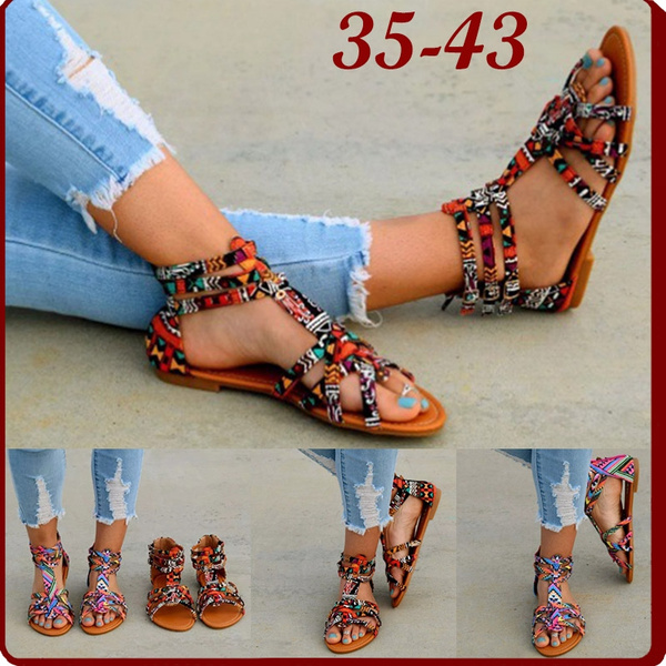 2018 Women Sxey Flars Sandals Bohemian Casual Summer Shoes Beach