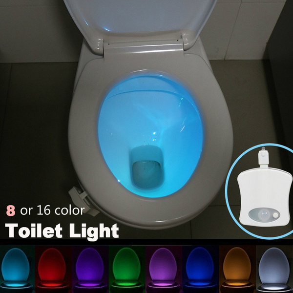 Toilet Night Light 8 Color LED Motion Activated Sensor Bathroom Bowl Seat Lamp 