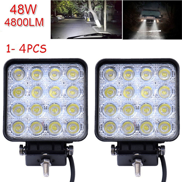 1/2pc Square 48W LED Work Light 12V 24V Off Road Spot Lamp Fog light ...