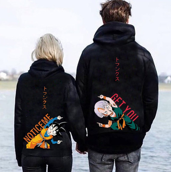 Couple Look Woman Man Hoodies Sweatshirt Printed Dragon Ball Z Hooded  Pullover Jackets Loose Jackets Tracksuit Jumper Black