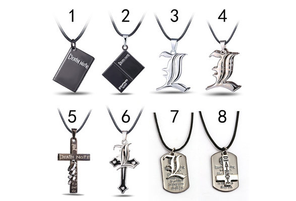Trendy Japanese Anime Series Jewelry Death Note L Metal Rotatable Necklaces