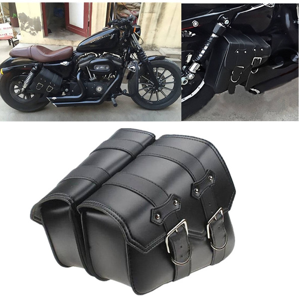 2pcs Motorcycle Leather Side Saddle Bags For Harley Sportster XL883 ...