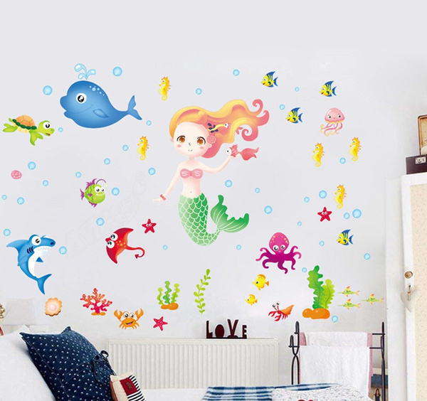 Cartoon wall sticker creative children room room wall decoration bathroom  tile waterproof wallpaper wallpaper | Wish