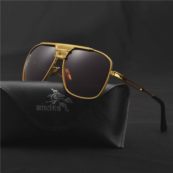 MINCL/ Men Luxury Brand Sunglasses Alloy Gold Square Sunglasses Male Flat  Lens Gradient Clear Glasses Couple Sunglasses NX | Wish