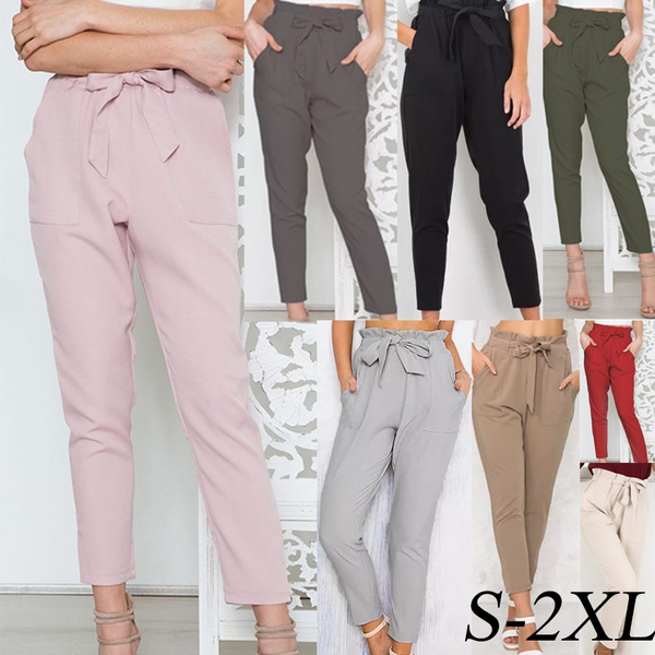 High waisted best sale bow trousers