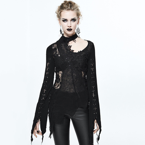 Devil Fashion - Black Gothic Ladies Blouse. - Women/Shirts & Tops