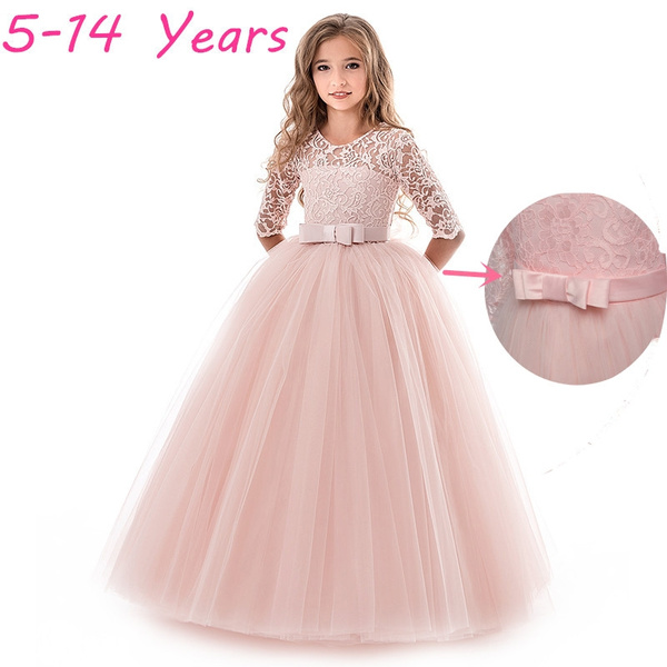 5-14 Years Elegantes Fancy Dresses Long Lace Princess Wedding Dress Kids Girls First Communion Evening Gowns Birthday Party Dresses | Wish