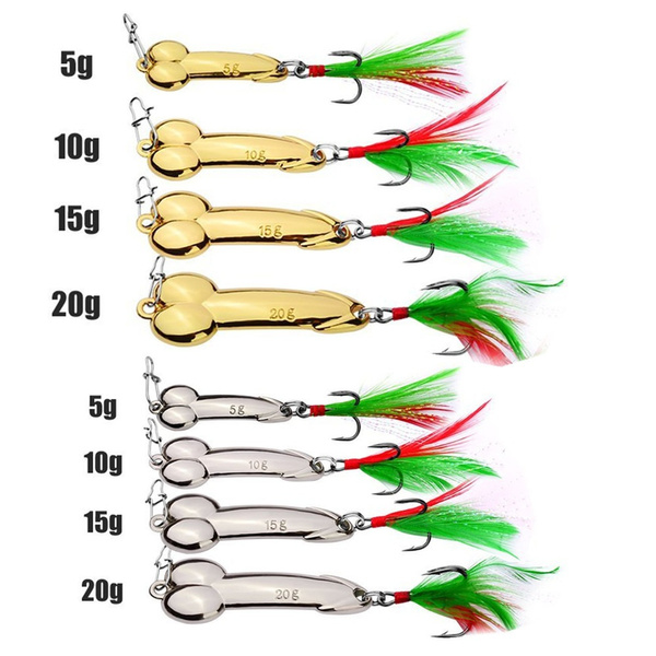 Penis Spoon Fishing Lure 5g-20g With Hooks Metal Sequins Bait Funny Tackle  Spoon