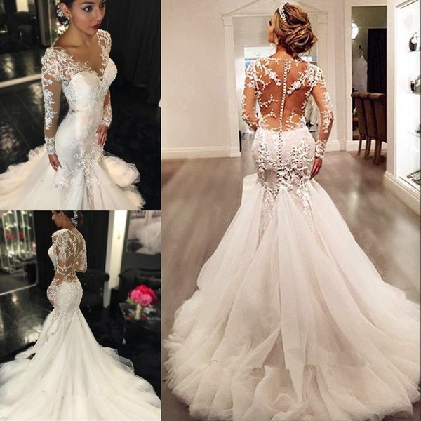 Mermaid puffy 2024 wedding dress