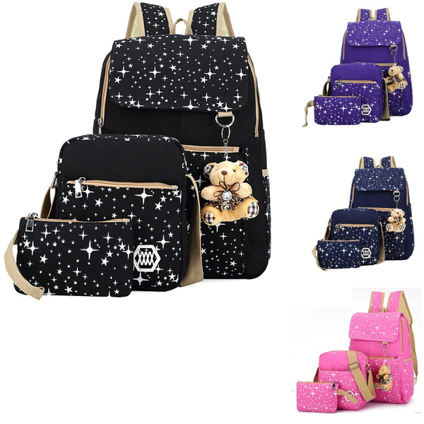 Bolso compuesto de moda Mochilas de estilo preppy para niñas adolescentes  Mochilas escolares de lona de alta calidad Oso lindo 3 Set Mochila Mujer |  Wish