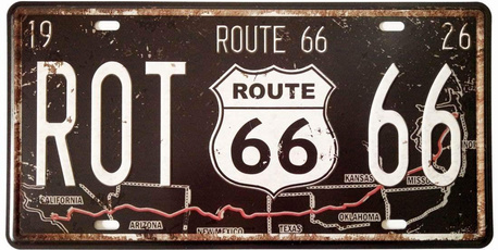 route66, licenseplate, tinpainting, Vintage