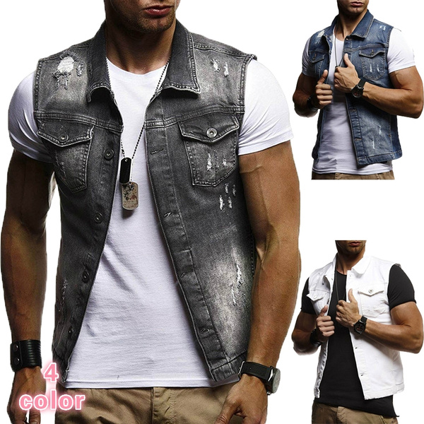 Jean jacket hot sale sleeveless men's