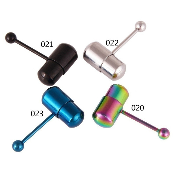 Stainless Steel Vibrating Massage Tongue Ring Piercing Vibration Tongue