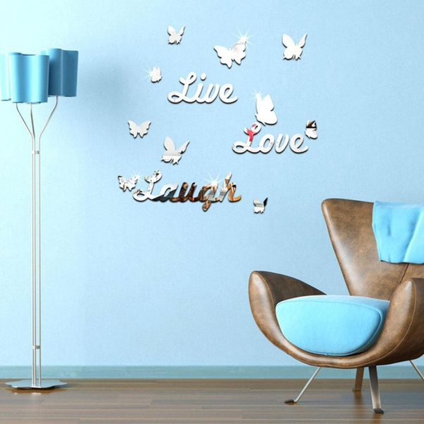 Stickers Mirror Decal Diy Room Decor, Live Love Laugh Mirrors Wall Art