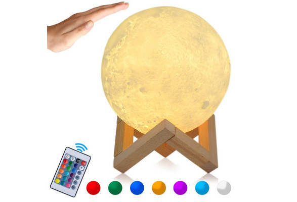 Mond Lampe 3D-gedruckte Mondlicht Lampe wiederaufladbare 16 Farben15cm LED set